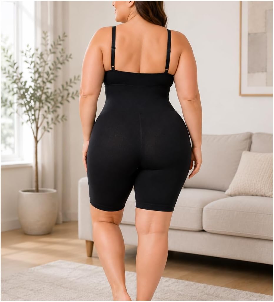 3XL Size Women's High Waist Tummy Control Shapewear Shorts 2 Pack, Seamless Mid Thigh Body Shaper with Stretch Fabric, Comfortable Everyday Smoothing Shorts, Black