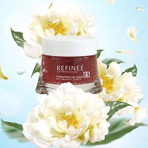Miniatura 4 de Refinee Mascarilla facial de gel hidratante y reparadora con aceite de argán para pieles secas y dañadas, 2 onzas