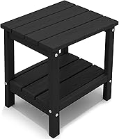 Vista 34 de KINGYES Juego de 2 mesas auxiliares para exteriores, mesa auxiliar Adirondack de doble capa, Aruba