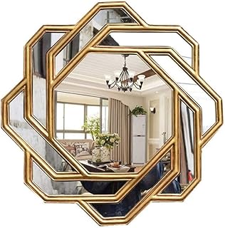 WGHJK A Parete Vanity Specchi Retro Rustic Accent, Vanity Washrooms, Soggiorno e Ingresso, Impermeabile EA Prova di Esplosione Specchio (Color : Gold)