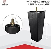 Vista 5 de Patas de plástico para muebles de 6 pulgadas / 5.9 in, paquete de 4 patas de repuesto de grano de madera de pirámide de plástico moderno de mediados