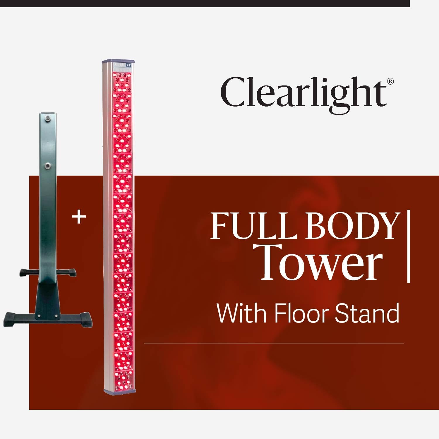 Clearlight RED Light Therapy Full Body Tower - Near-Infrared 650nm & 850nm Wavelength - Pain Relief, Anti-Aging with Floor Stand