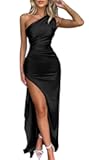Women's Sexy One Shoulder High Split Cocktail Wedding Party Maxi Dress