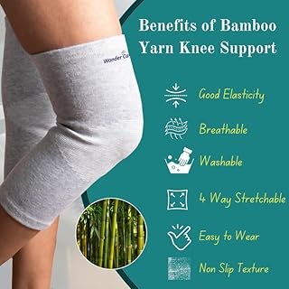 Wonder Care Ginocchiere in bambù per uomo/donna, supporto per ginocchio, per corsa, palestra, badminton, sport, ginocchiere a compressione, ginocchiere perfette per dolore al ginocchio e maggiore
