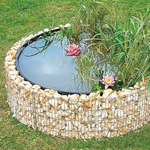 bellissa Gabionen Hochteich - 95577 - Teich für den Garten, inkl. Teichfolie und Trennvlies - Durchmesser 146/126 cm, Höhe 40 cm Cover