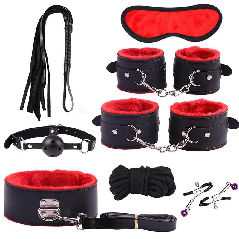 Juego De Manguitos MultipropóSito De Cuero Rojo De 8 Piezas Con Pelusa Suave Para Proteger Las Manos Y Los Tobillos