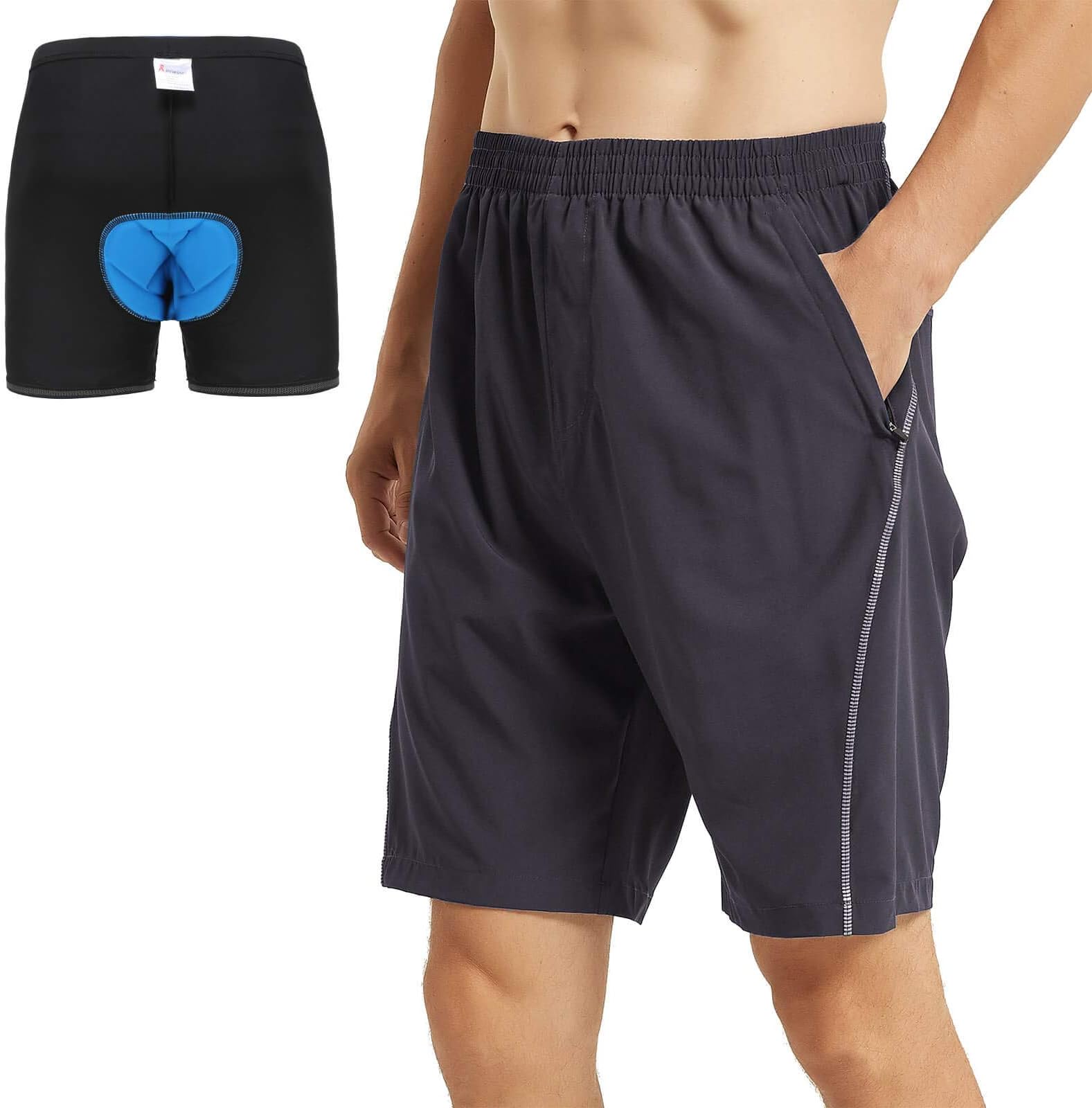 Men's Mountain Bike Shorts Padded Lightweight MTB Biking Cycling Shorts with Pockets Loose-Fit
