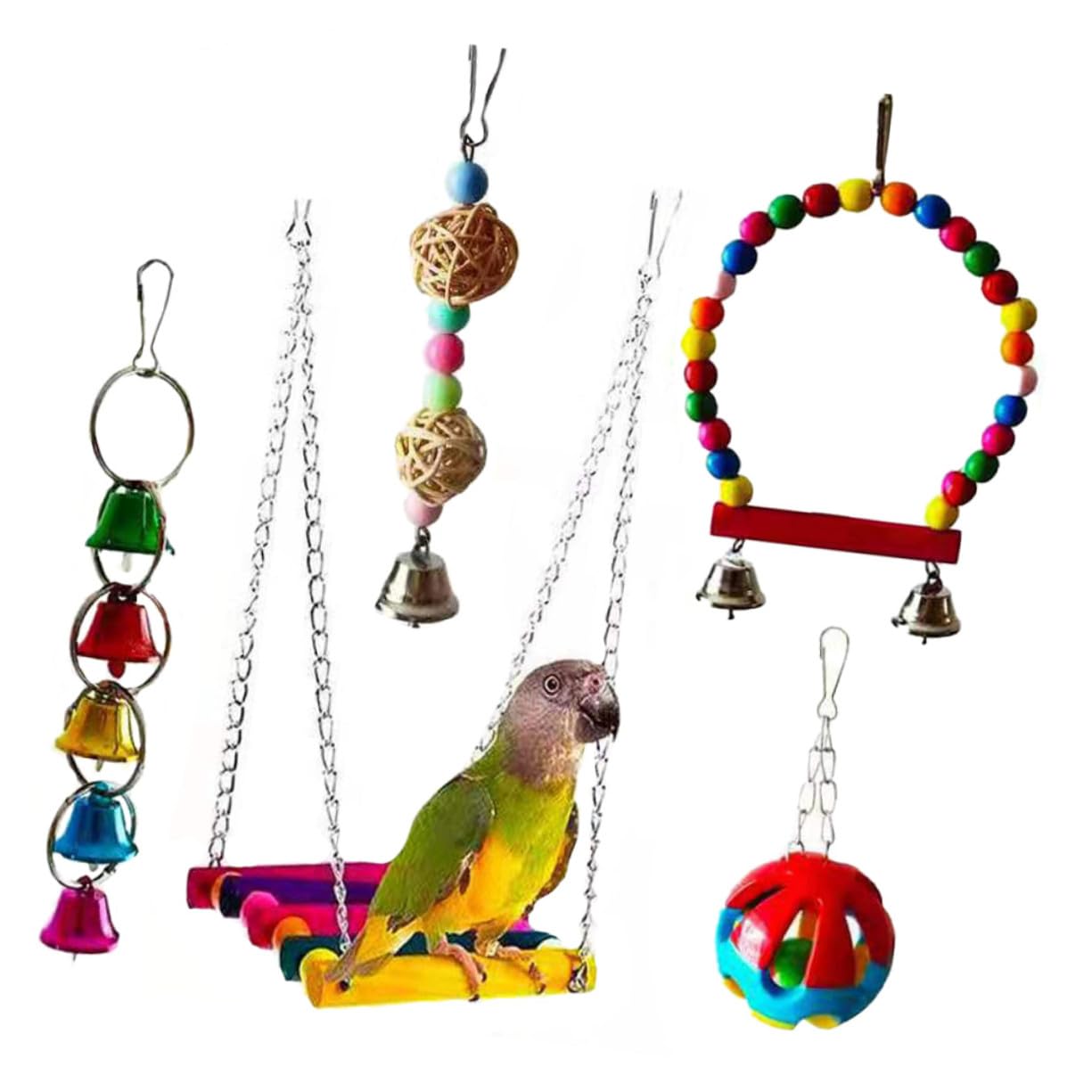 VILLCASE 5 Pièces Jouets à Mâcher pour Perroquets Oiseaux Accessoire pour Animaux De Compagnie Jouet pour Oiseaux