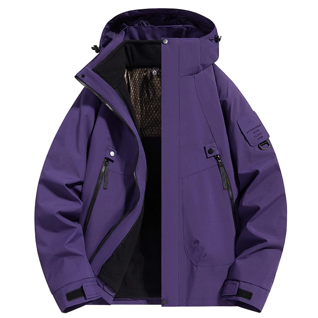 3-In-1 Winter-Softshell-Skijacke Wasser- Und Windabweisend Warm Gefütterte Kapuzenjacke