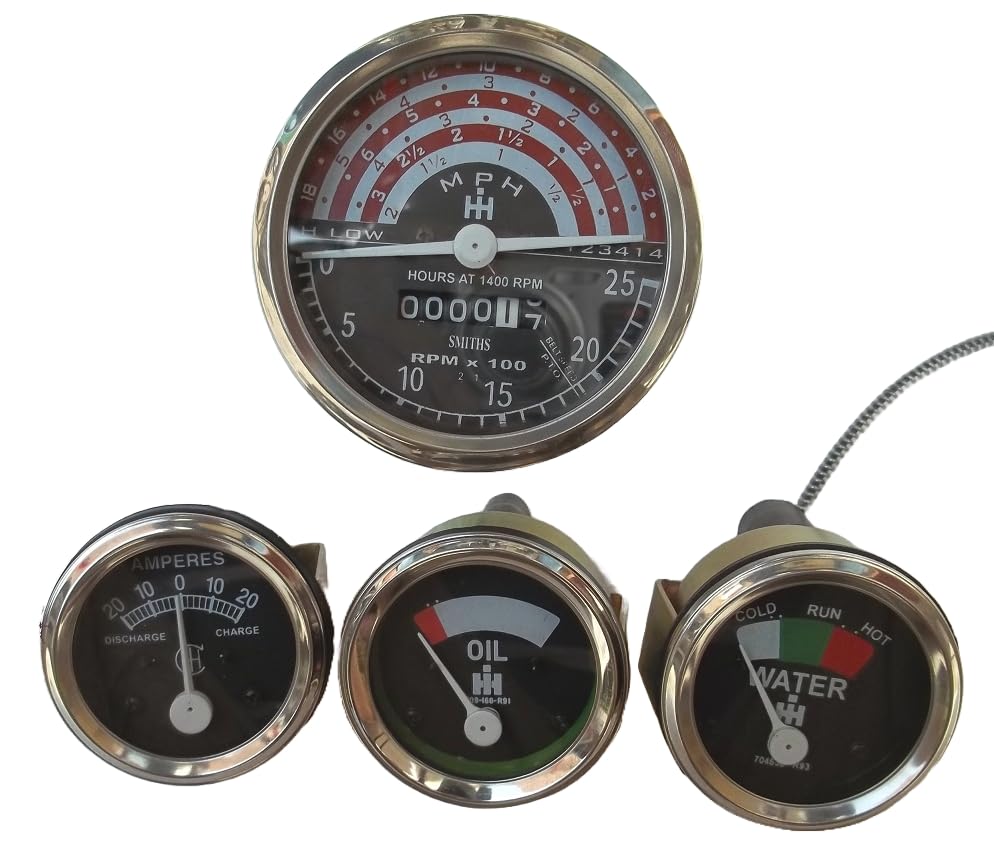 Replcement gauges Set fits IH B250 B275 B414 276 354 434 444 Tachometer Temp Oil Pressure Ampere Gauge