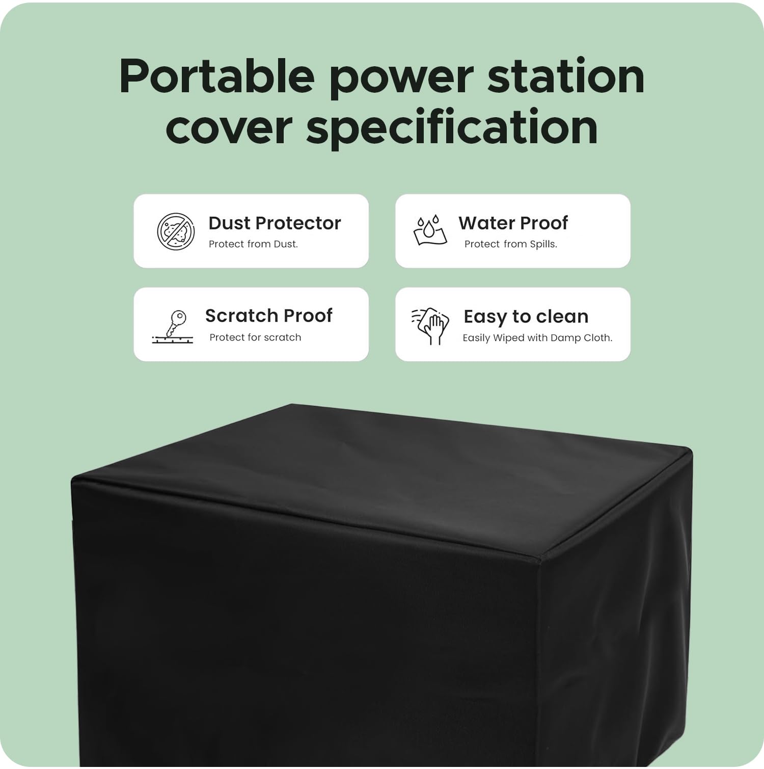 Encasify Black Portable Power Station Cover – Durable, Dust & Scratch Proof, Washable Nylon, Universal Fit – EcoFlow RIVER 2 Compatible - Image 4 thumbnail