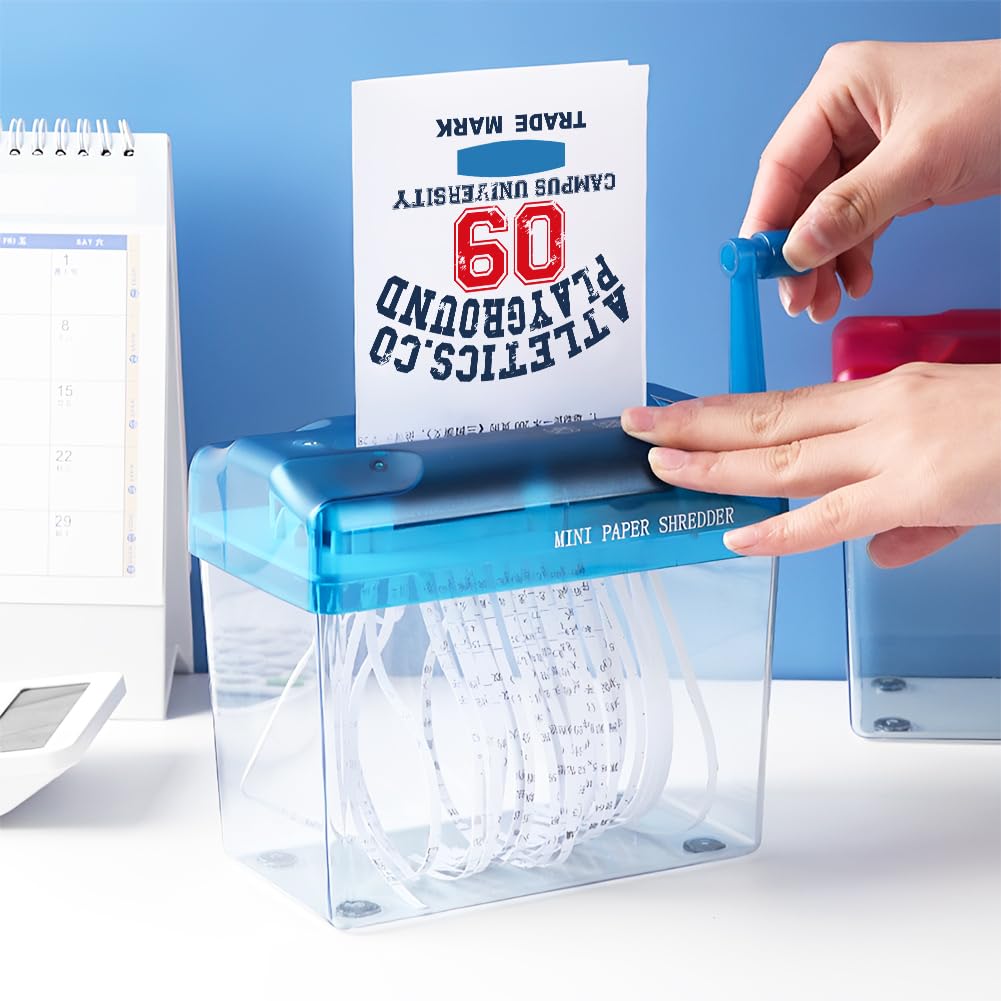 Destructeur De Papier Manuel Portable - Coupe Croisée A6 - Sans Électricité - Gris