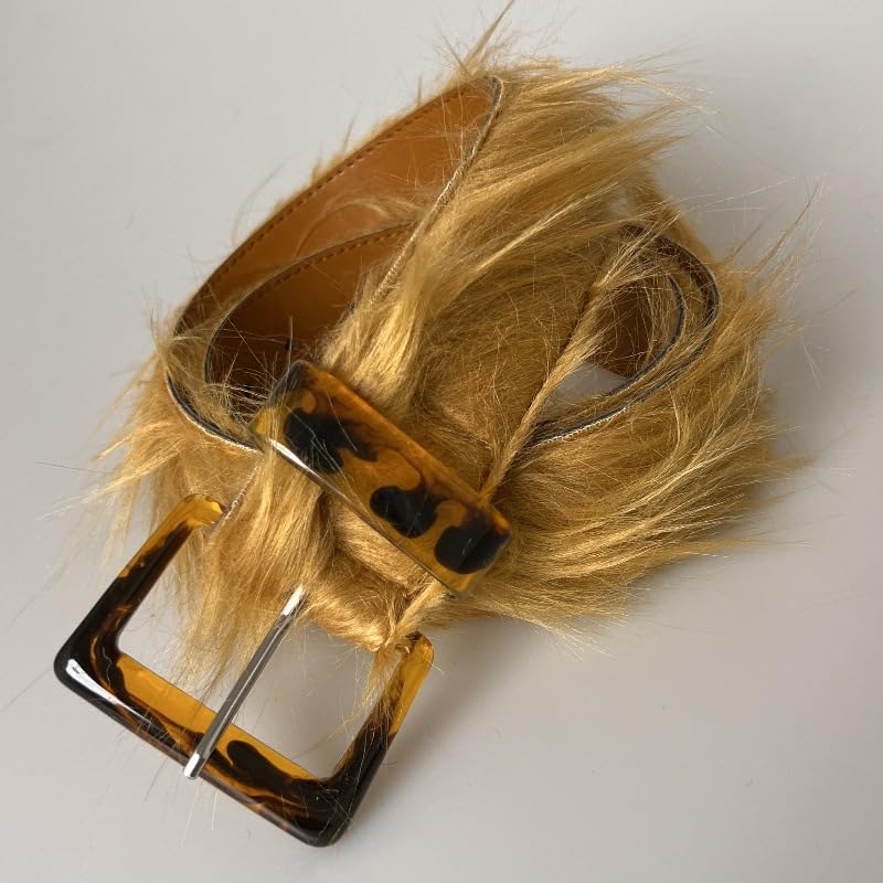 RICHTRUE Fluffy Fuzzy Fur Belt Therian Y2k Streetwear Cheetah Leopard Belt 2000s Vintage Grunge Accessories4