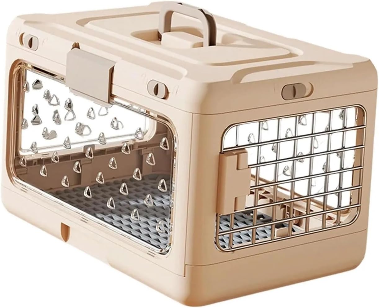 Handheld Foldable Pet Check in Box, Car Mounted Pet Box, Breathable, Portable, Large Capacity Cat and Dog Shed for Travel(Pink)