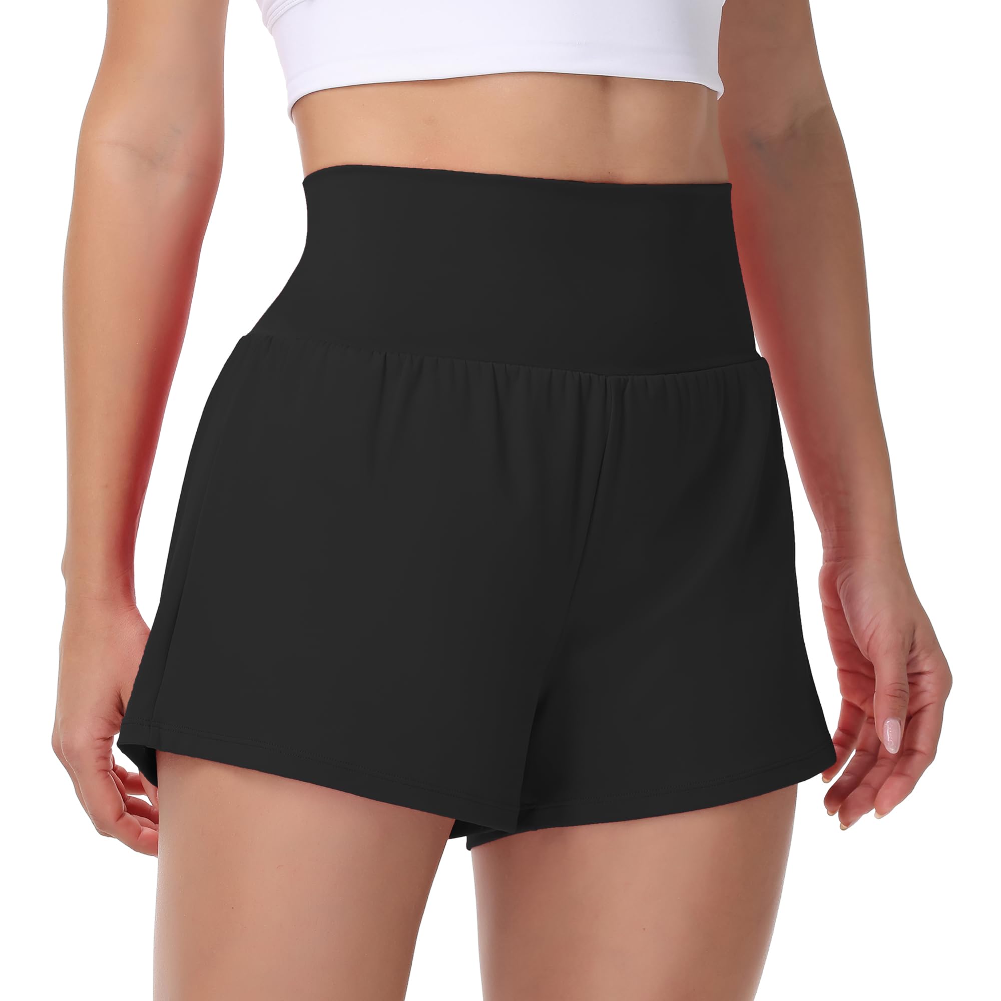 Blaosn Flowy Running Shorts Women Workout Athletic Gym Yoga High Waisted with Pockets Cute Sweat Short Pants Casual Summer