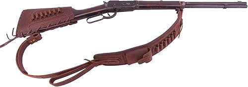 Miniatura 7 de Funda de cuero para rifle con eslinga de pistola de fósforo, soporte de carcasa de almohadilla de retroceso de escopeta de lona con correa de caza