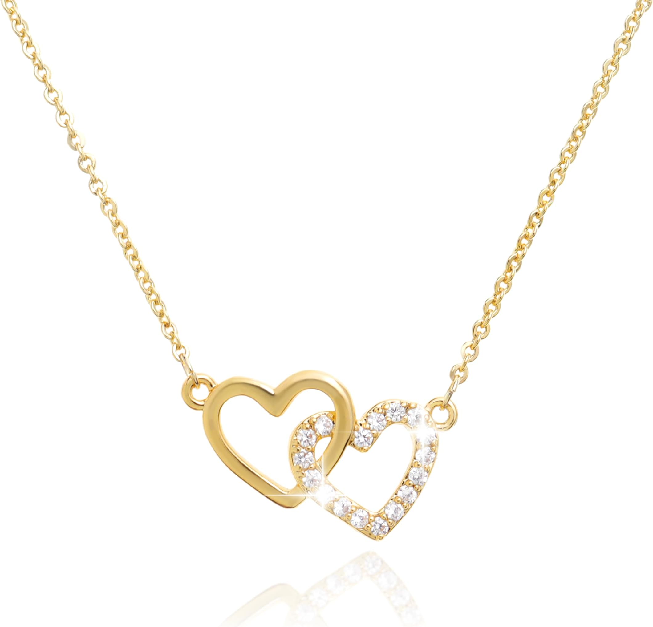 Gold Silver Heart Rhinestone Pendant Necklace for Women, Sparkly Valentine Dancing Stone CZ Dangle Necklaces Prom Fashion Jewelry Gifts