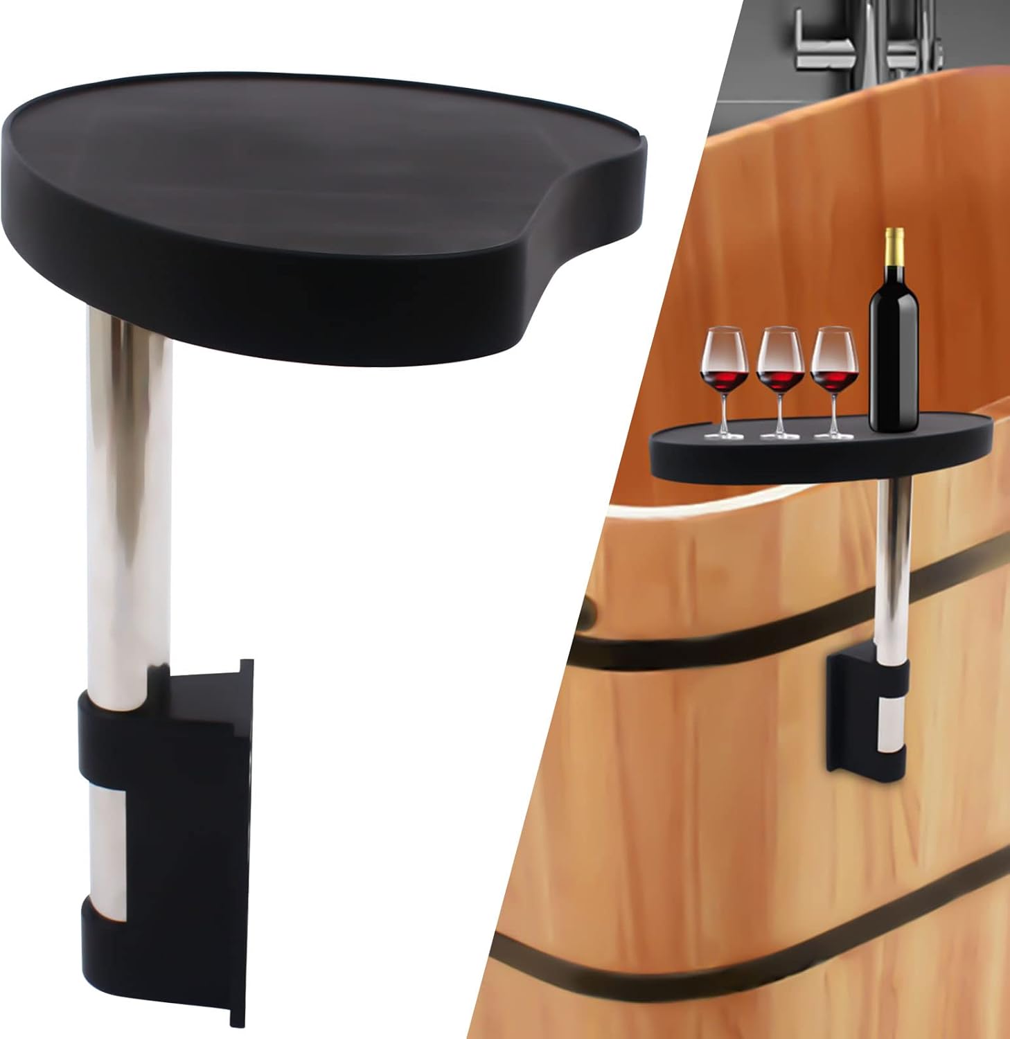 Spa Caddy Side Table Tray, Anti-Slip 360° Rotating Small Bath Side Shelf, Keep Snacks and Drinks Handy and Dry for Hot Tub Swim Spa