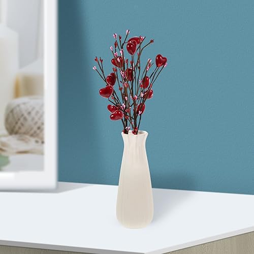 Miniatura 7 de ABOOFAN 2 tallos de flores artificiales de bayas rojas en forma de corazón tallos de cuentas artificiales de corazón para el día de San Valentín