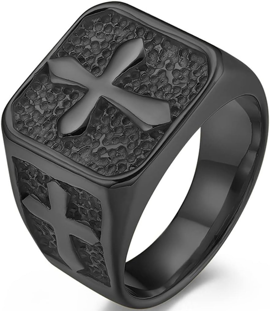 Jude Jewelers Stainless Steel Signet Style Christian Cross Religious Cocktail Party Biker Statement Wedding Ring