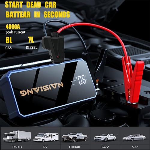 Miniatura 2 de Arrancador de batería de coche de 4000 A - Amplificador de batería de coche de 12 V para camiones dieselRVsbarcos, certificado UL2743, listo para el