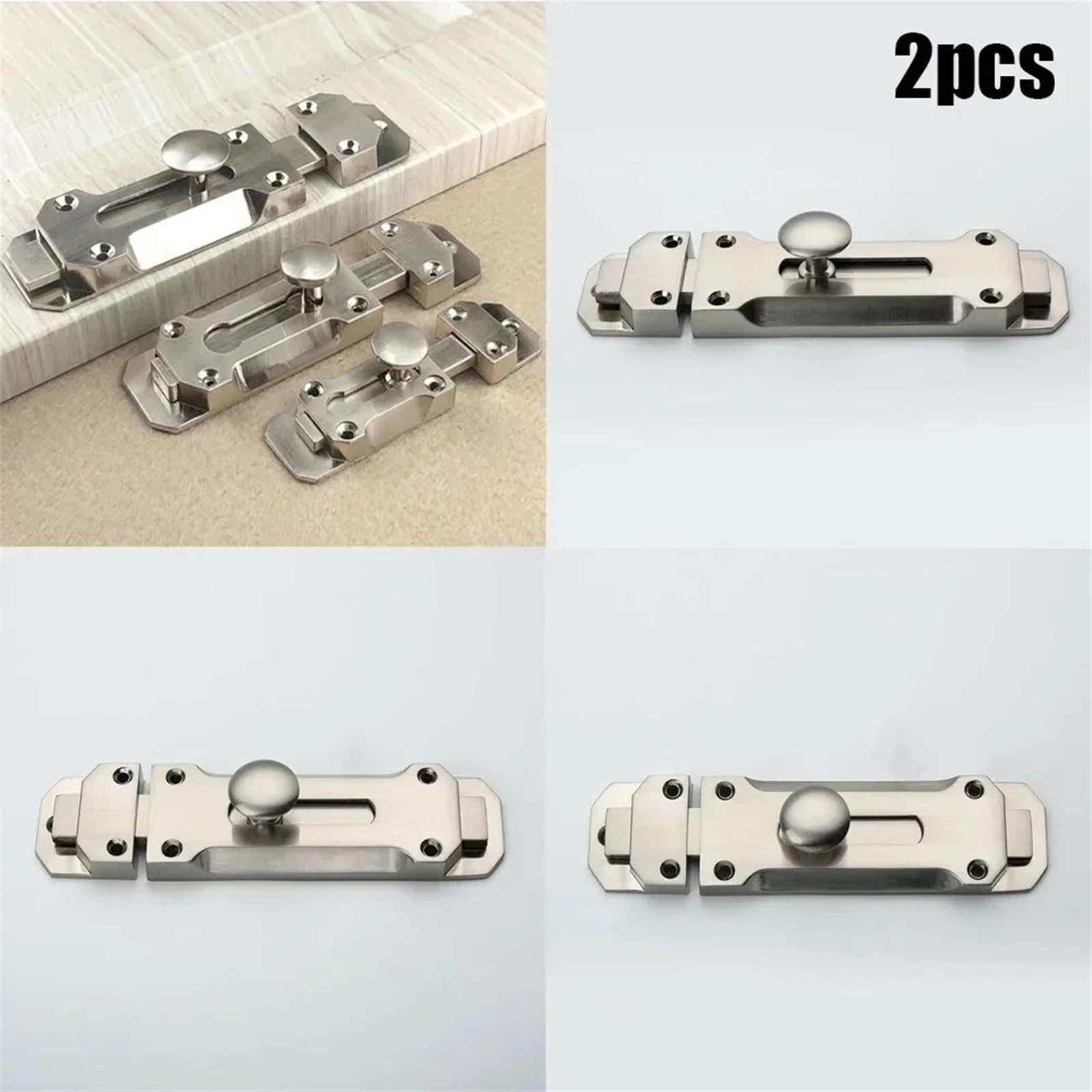 Targette de Porte 2Pcs 3/4inch Door Latch Lock Slide Bolt Sliding Window Security Hardware For Gate Safety Toilet Buckles(4inch)