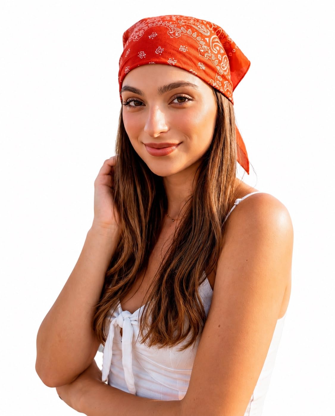 Premium Paisley Cotton Bandana Scarf for Women | Lightweight Breathable Poly Cotton Head Wrap | Stylish Red Neck Scarf | Beach, Travel & Casual Wear | Soft Designer Bandana for Gen Z Girls-image-26