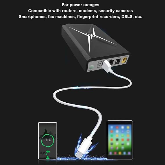 Mini UPS Battery Backup 10400mAh for Security Camera Router WiFi Compatible with Routers, Modems, Security Cameras - Multiple Inputs, Intelligent Protection Router Battery Backup mini ups