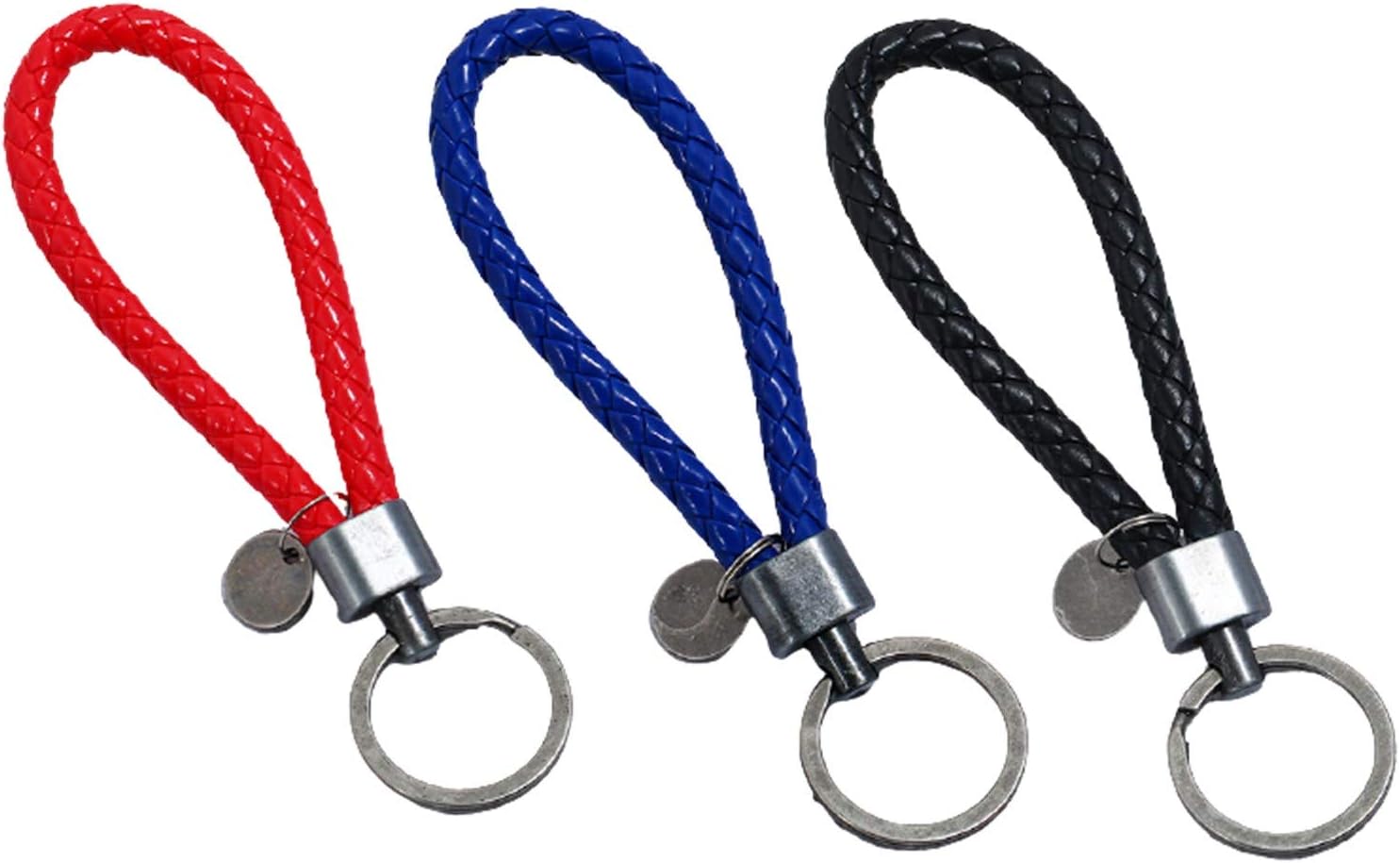 [EXDUCT] 自転車 キーホルダー 革 巻き込まない バイク 自転車鍵キーホルダー カギ キー 車 (3色セット)