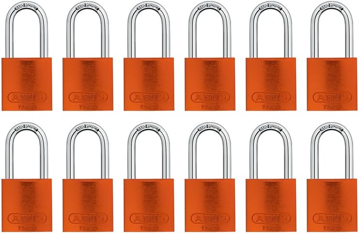 Orange 72/40HB40 Lockout Tagout Padlock w/ 1.5" Shackle, 12 Pack, Keyed Alike, 12 Padlocks with 24 Keys
