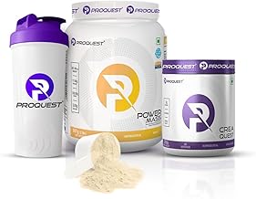 Proquest Power Mass Gainer Mango 907g + Creatine 250g + Free Shaker Combo | 557 kcal, 17g Protein, Digezyme® & Probiotics | Muscle Gain & Recovery Support