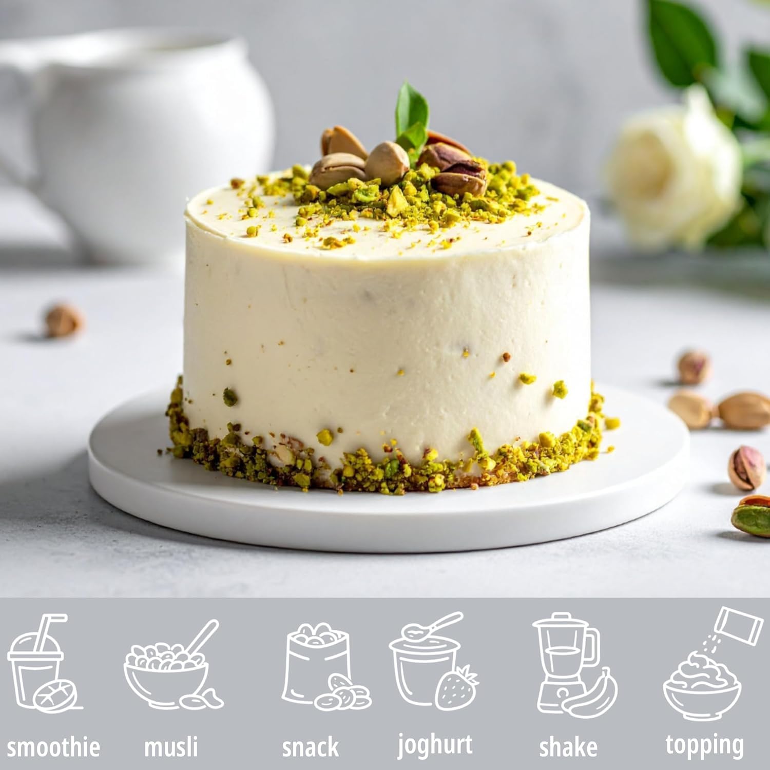 HiFood Pistacje prażone i solone, w łupinach 1 kg, duże opakowanie, chrupiące, idealne na aperitif i jako przekąska, naturalne źródło żelaza