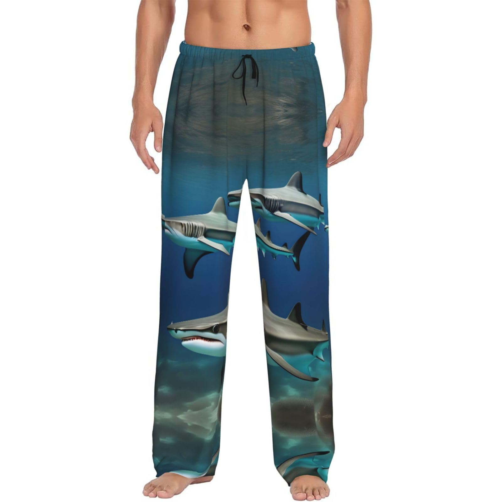 Nbtghga Mens Hammerhead Sharks Print Pajama Pants Lightweight Lounge Sleep Bottoms With Pockets Drawstring
