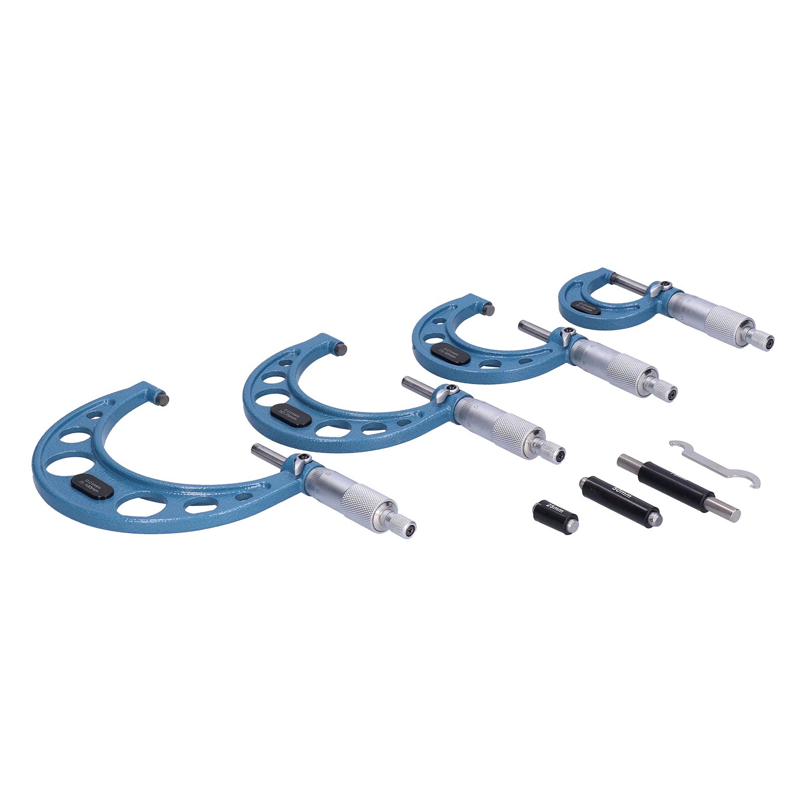 High Accuracy Outside Micrometer Set 4Pcs 25/50 / 75 / 100MM 0.01MM Accurate Metal Measuring Tools for Experts and Industrial Use