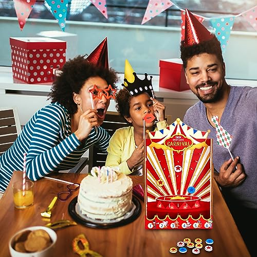 Funrous Carnival Disk Drop Game with 15 Disks Fun Carnival Game Circus Theme Game Circus Party Game for Carnival Party Decorations Birthday Party Supplies Activities, 15.7 x 10 Inch