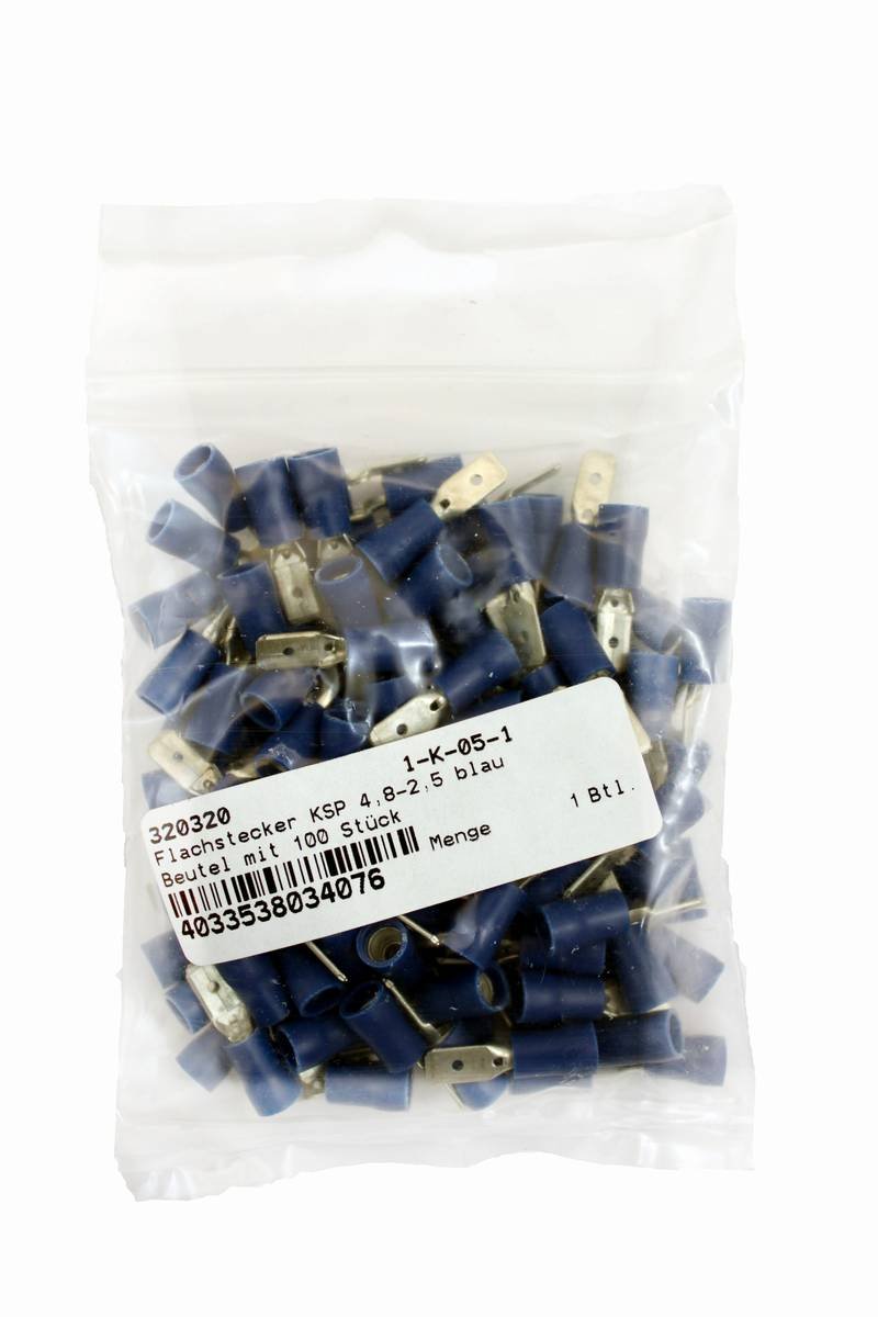 Vs Electronic 320320 KSP, 4.8 to 2.5 Blue Flat Connector (Pack of 100)