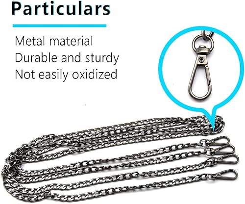 Miniatura 10 de Hocansen 2 correas de cadena para bolsos, cadenas, accesorios, correa de cadena plana de metal de 47 pulgadas, correa extraíble para bolsa con