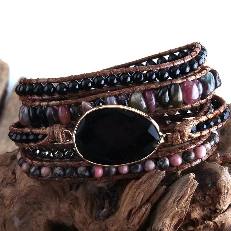 Image of Boho Stone Wrap Bracelet for Women,Turquoise Beaded Bracelet Jewelry Gift