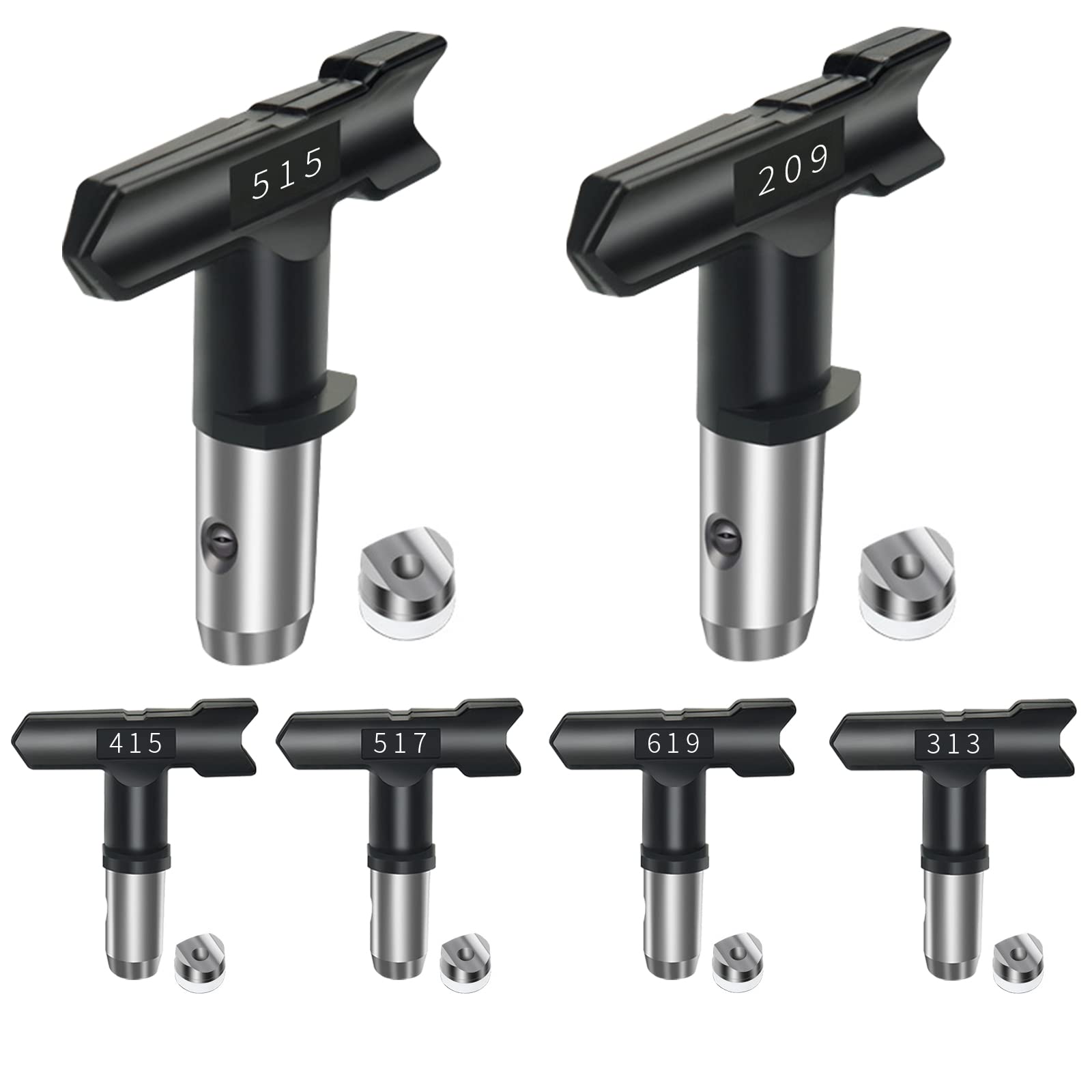 6pcs Spray Tips for Airless Paint Sprayer, Reversible Spray Tip Airless Paint Sprayer Nozzles Tips, Air-Less Paint Sprayer Tips Replacement Parts Accesseries (209 313 415 515 517 619)