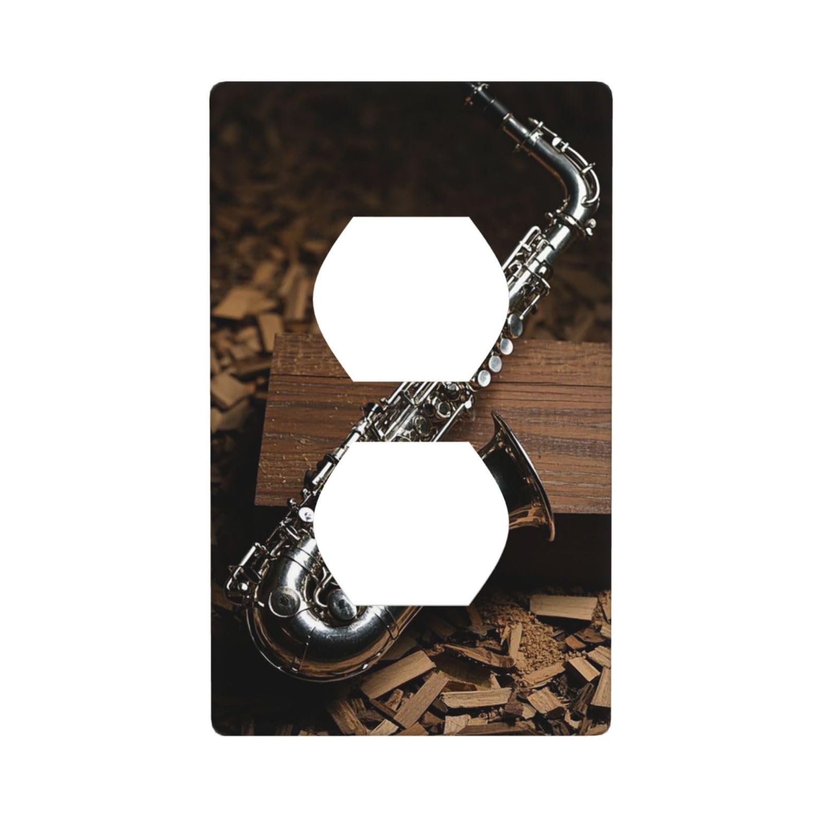 saxophone Wall Plate, Duplex Outlet Cover 1-Gang Decorative Light Switch Covers, Unbreakable Polycarbonate Faceplates Electrical Receptacle Plug Covers, Screws Included