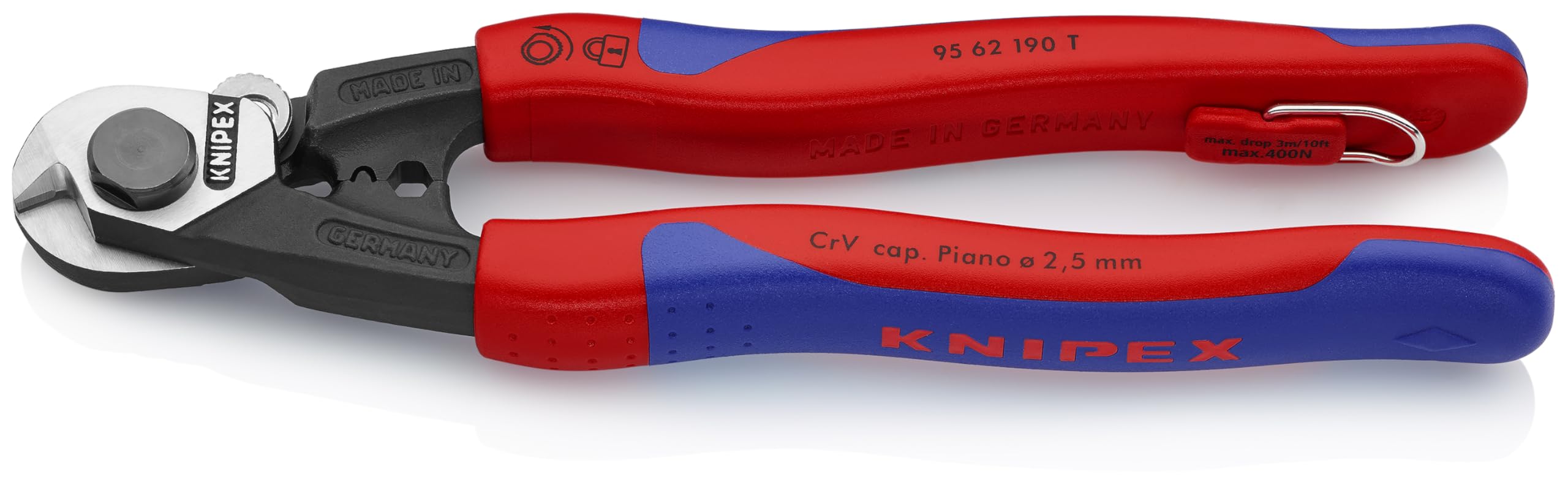KNIPEX - 95 62 190 T BKA Tools - Taglierine per funi metalliche, multicomponente, attacco legato (9562190TBKA)