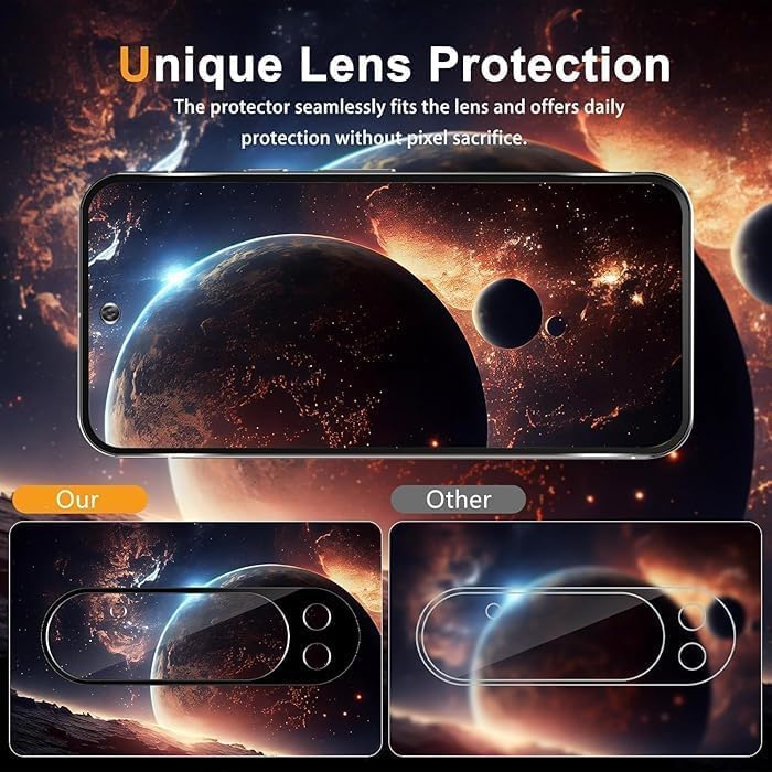 Image of HPTech Camera Lens Protector for Google Pixel 9 Pro | 9H Tempered Glass | Ultra HD Clarity | Anti-Scratch Lens Guard | Anti-Fingerprint | Easy Installation | Pack of 1