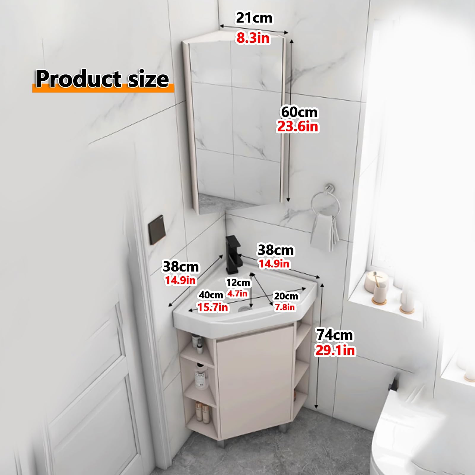 Mobile Bagno Con Lavabo,Mobile Bagno Lavabo Angolare Lavabo In Ceramica Ideale Per Piani D'appoggio In Bagno E Mobili Da Toilette,Per Piccoli Spazi, Lavandino Per Il Lavaggio Igienico Delle M