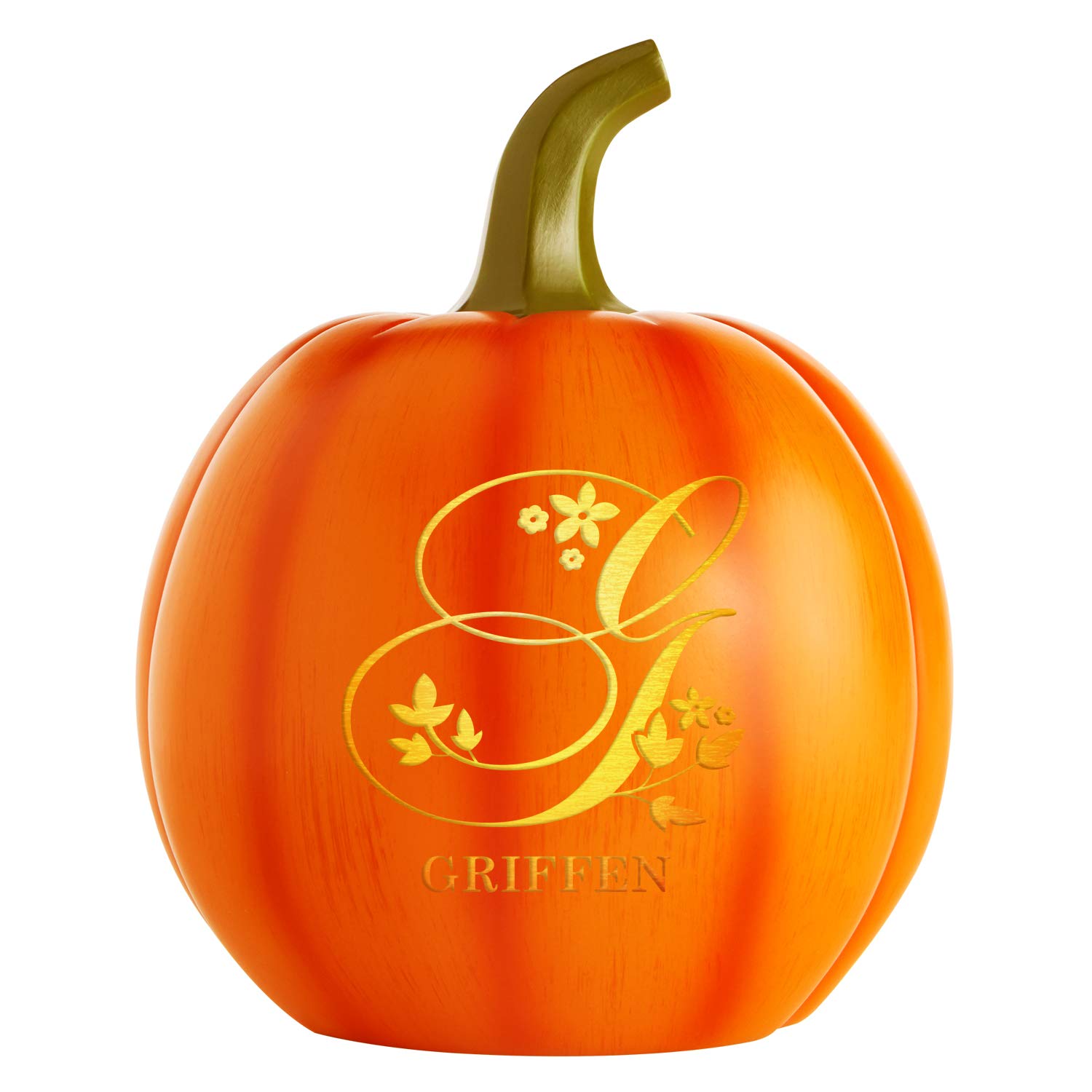 Let's Make Memories Personalized Pumpkin for Halloween - Customized Jack-O-Lantern - Your Name Pumpkin - Fall Décor - Light Up Pumpkin for Indoor/Outdoor Autumn - Name and Monogram - Small - Orange