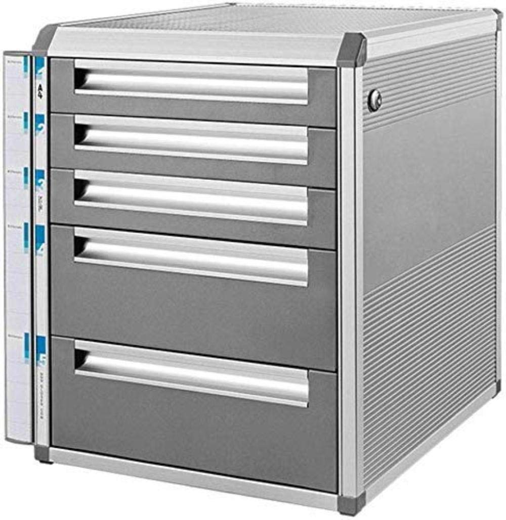 Compact Office Storage Box With Key Lock,5-Drawer Desk,Gray,Dimensions 31.5 X 35 X 39.8 Cm,Ideal For Home And Office Use,Secure And Stylish Solution.,