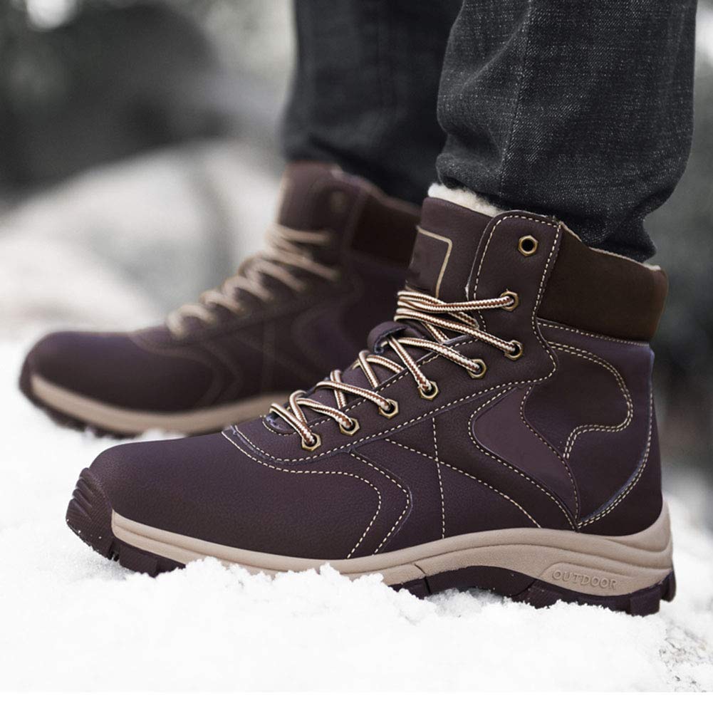 Paño Grueso Y Suave De Alta Tapa De La Nieve Botas, Nueva Manera Simple Y Zapatos Deportivos Al Aire Libre En Invierno, Zapatos De Algodón Antideslizante Para Senderismo Y Senderismo,Brown a,45
