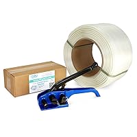 Vista 24 de IDL Packaging Kit de flejado de cable tejido portátil de 1/2 pulgada x 1500 pies, resistencia a la rotura de 650 libras - Solución completa