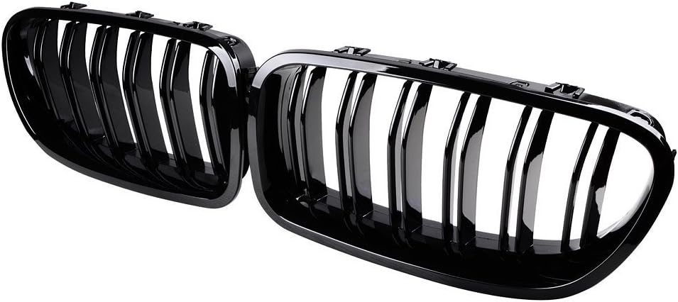 GSRECY F10 Grille, Gloss Black Front Bumper Hood Kidney Double Slat Grill Compatible with BMW 5 Series F10 F11 Sedan Wagon 2010-2016 520i 528i 535d 535i 550i 520i