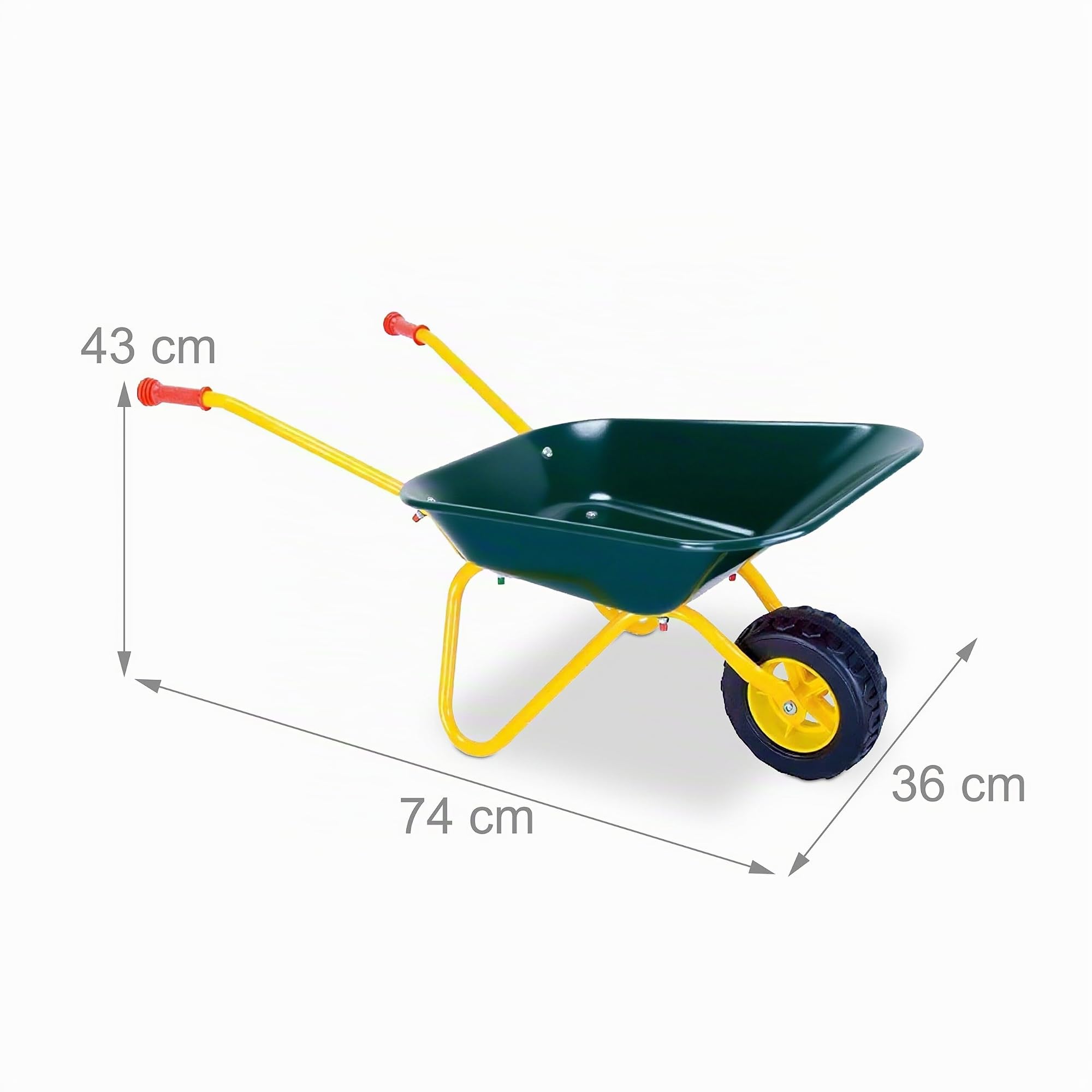 Relaxdays Carriola per Bambini, Manici gommati, A x L x P: 43 x 74 x 36 cm, Metallo, plastica, Verde