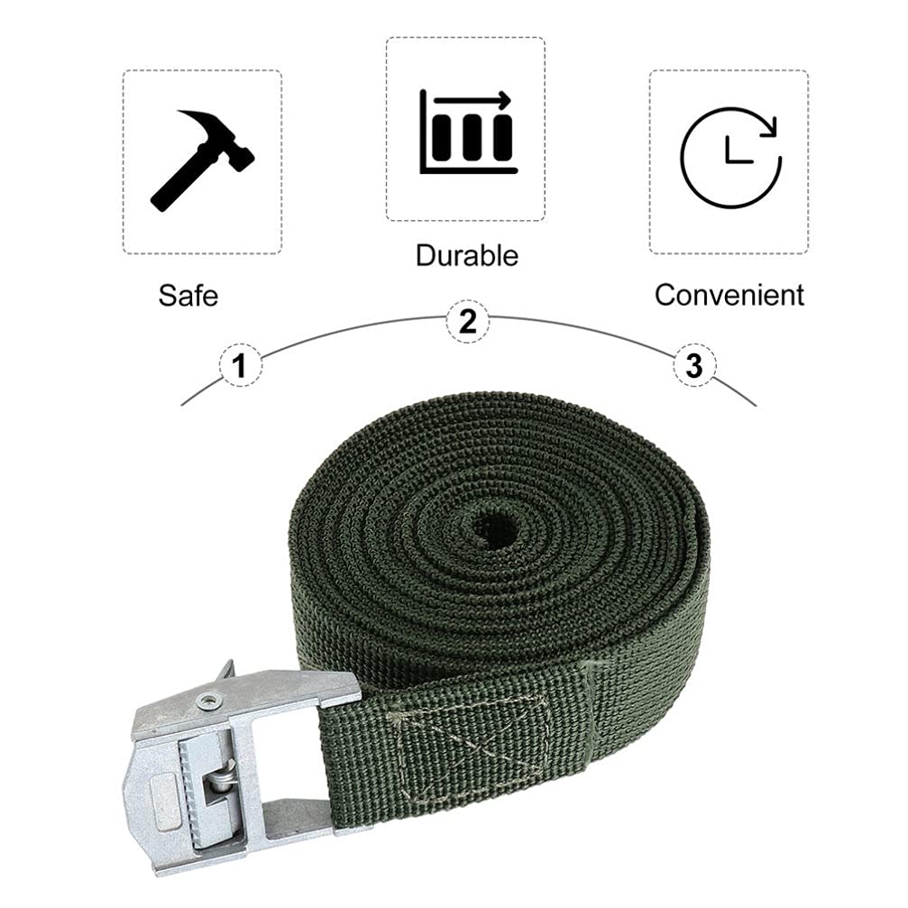 Fascette per cavi Heavy Duty 5pcs Cinghie di ancoraggio con fibbia Cinghie di ancoraggio regolabili Fibbia a camma Cinghie di ancoraggio per camion carico Rimorchio bagagli Fascette verde scuro